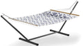 Garvee 57" Double Hammock with Heavy Duty Stand – 2 Person Hammock, Widening Cotton Fabric Design, 450 LB Capacity for Indoor & Outdoor Use (Light Grey) - color: Light Grey