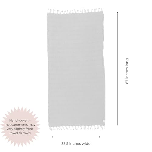InfuseZen Stonewashed Turkish Bath & Beach Towel –100% Organic Turkish Cotton - Soft, Lightweight, Absorbent - Quick Dry, Sand Free - Pool, Shower, Travel - Peshtemal, Hammam Spa Towel - Off White - color: Almost White