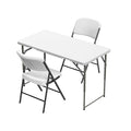 Elevon Folding Table Set with 2 White Folding Chairs,4 Feet Heavy Duty Fold-in-Half Utility Table Sets for Picnic, Event, Training, Outdoor Activities, at Home and Commercial Use - size: 4 feet, style: With 2 Chair