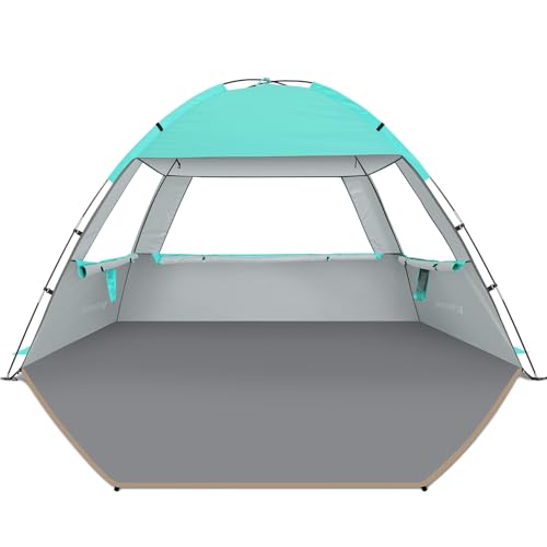 Venustas Beach Tent Sun Shelter for 3/4/6/8 Person, UPF 50+ UV Protection Beach Canopy, Lightweight and Easy Setup Cabana, Portable Shade Tent - color: Crystal Mint, size: 4 Person