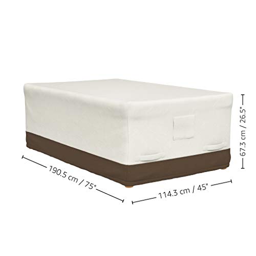 Amazon Basics Outdoor Patio Dining Table Cover, Waterproof, Anti-UV, Secure, Wind Resistant, Thick, Sturdy, Beige/Tan, 75"x45"
