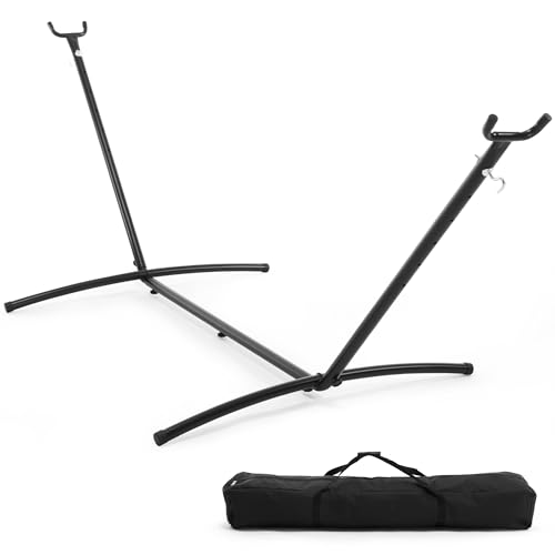 Sweetcrispy Hammock Stand Only, Heavy Duty Hammock Stands for Double 2 Person, Portable Steel Stand for Outside Garden Backyard Patio Pool Beach with Carrying Case - color: Black, size: 118IN