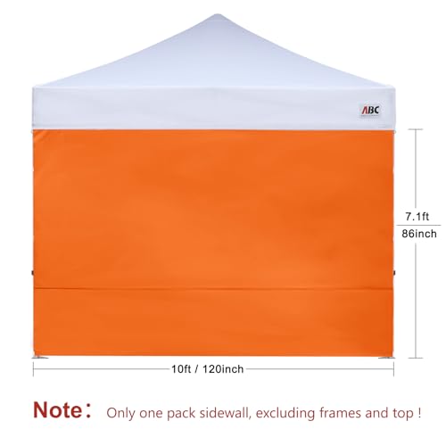 ABCCANOPY Instant Canopy SunWall 10x10 FT, 1 Pack Sidewall Only, No Frame or Top, Orange - color: Orange, size: 10x10