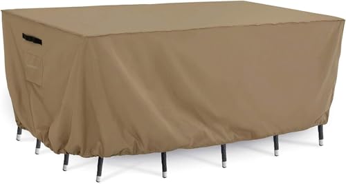 Tempera Outdoor Dining Set Cover for Outside Table and Chairs, Rectangle Patio Table Covers for Outdoor Furniture, Anti-Fading, Windproof,62''L x 42''W x 27.8''H,Taupe - color: Taupe, size: 62''L x 42''W x 27.8''H