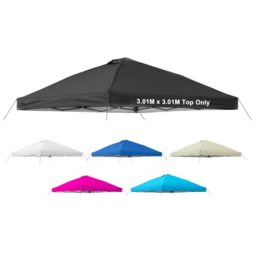 10x10 Canopy Replacement Top Cover with Air Vent, 210D Silver Coated Waterproof Polyester, Pop Up Tent Cover for Straight Leg Canopy Frame, Canopy Top Only - color: Black