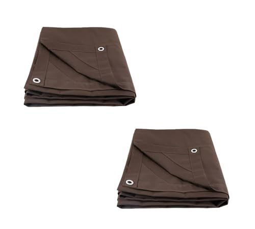 Mytee Products 2 Pack 7' x 9' Dark Brown 12oz Canvas Tarp with Grommets - Water Resistant - Heavy Duty Canvas Tarps - Multipurpose Tarpaulin Cover for Canopy Tent, Roof, Camping, Semi Trucks & Cargo - color: Dark Brown (2 Pcs), size: 7' x 9'