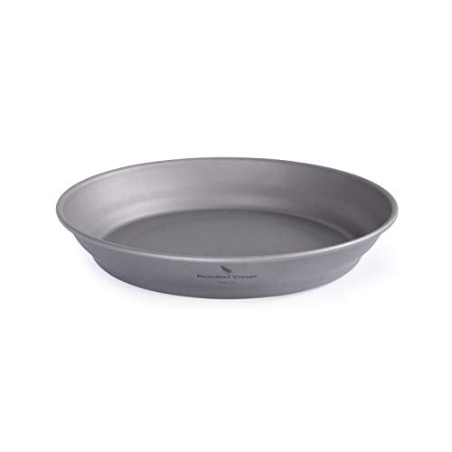 Boundless Voyage Ultralight Titanium Bowl Pan Plate Dish with Carry Bag Outdoor Camping Portable Tableware Cookware (Ti15166B (Plate-S)) - color: Ti15166B (Plate-S)