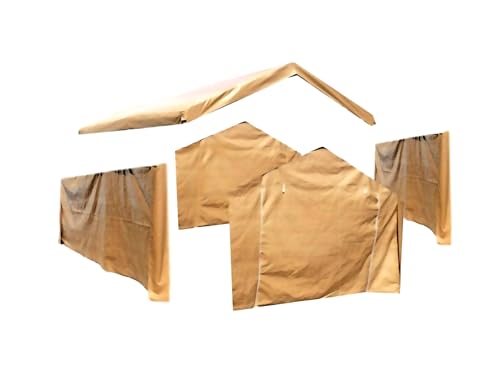 10X20 Canopy Tarp Set (5pc) Paneling and Top Set Valanced Tarp Kit Carport (Beige) - color: Beige