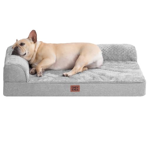 EHEYCIGA Orthopedic Dog Bed Medium Size Dogs, Memory Foam Dog Bed with Washable Removable Cover, Waterproof Pet Sofa Couch for Crate with Nonskid Bottom, 30x20x6, Grey - color: Grey, size: 30.0"L x 20.0"W x 6"Th