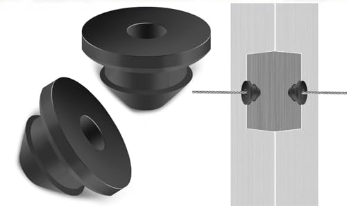 200Pack Cable Railing Rubber Gaommets,Deck Railing Gromemets for 1/8" 5/32" 3/16" Cables,Black Rubber Protector Sleeve for Level Metal Cable Railing Posts - size: Horizontal