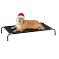 Outdoor Elevated Dog Bed, Cooling Breathable Raised Dogs Cot Beds for Large Dogs, Outside Portable Pet Hammock, Black Metal Frame, Skid-Resistant Feet, Easy Clean, Indoor Outdoor Use,51.1×31.5×7.4 in