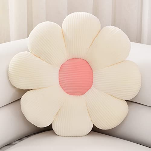 Sioloc Flower Pillow Shaped Throw Pillow Butt Cushion Floor Pillow,Seating Cushion,Cute Room Decor & Plush Pillow for Bedroom Sofa Chair(White,15.7'') - color: White