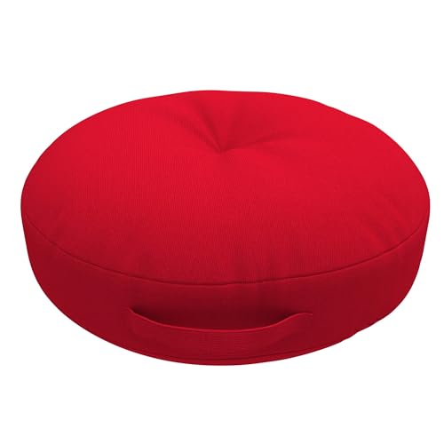 Covers & All Sunbrella Round Seat Cushion with Handle, Plush Outdoor Pillows and Chair Cushions for Home or Patio (22 x 5 Inch, Canvas Jockey Red) - color: Canvas Jockey Red, size: 22 x 5, style: Handle