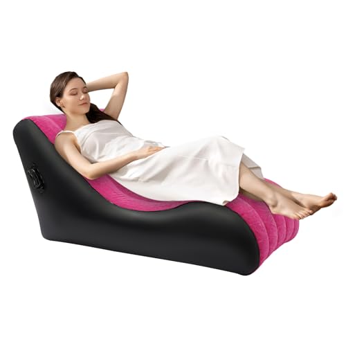 Chaise Lounger Inflatable Sofa Air Chair with Automatic Air Pump Portable Leisure S-Shaped Lounger for Indoor Living Room Bedroom, Outdoor Folding Blow Up Bed Backyard Garden Beach