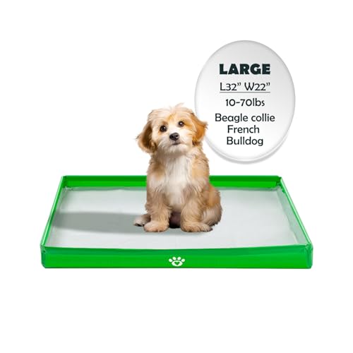 MEEXPAWS Dog Pee Pad Holder Foldable, Puppy Pad Holder Liner Base High Side, Dog Litter Box Indoor for Large Dog 33’’x22’’, Training Pad Holder Leak-Proof, Potty Pad Holder for Dogs Easy Clean - color: Green, size: Large - 33'' x 22'' x4''