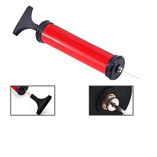 HDNNC Portable Ball Pump, Air Pump with 4 Needles 2 Nozzle 1 Extension Hose Great for Basketball Football Volleyball Soccer - style: Red/Manual