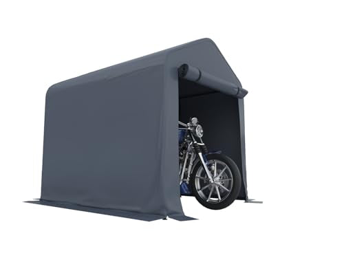 6x8 FT Outdoor Portable Storage Shelter Shed Replacement Canopy with Roll-Up Zipper Door, UV-Resistant Canopy Cover for Motorcycle, Bike, Lawn Mower, Tools, Gray (Tarp Cover Only - Frame Not Included)