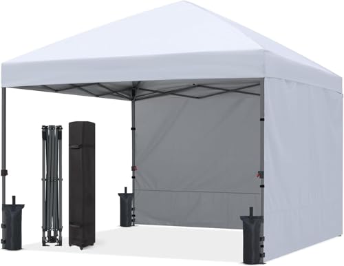 ABCCANOPY Easy Pop up Canopy Tent with 2 Sidewalls for Outdoor Sun Blocking or Rain Protection,8x8, White - color: White, size: 8x8