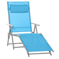 Outsunny Outdoor Folding Lounge Chair, 7-Position Adjustable Zero Gravity Lounge Chair with Pillow, Portable Reclining Tri-Fold Chaise for Beach, Swimming Pool, Light Blue