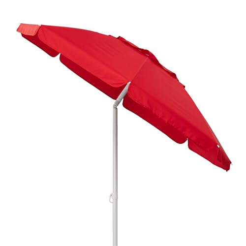 PICNIC TIME 5.5 Ft Portable Beach Umbrella, Lightweight UV Protection Sunshade with Tilt Pole & Carry Bag, Outdoor Canopy Umbrella for Beach, Sand, Pool, Patio, Camping, Travel, or Backyard Shade, (Red) - color: Red