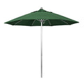 California Umbrella 9' Round Aluminum/Fiberglass Umbrella, Push Open, Silver Pole, Olefin Hunter Green - color: Hunter Green