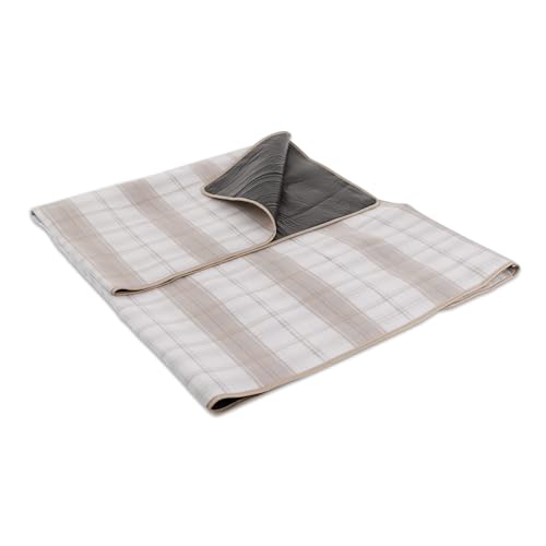 Picnic TIME Outdoor Picnic Blanket Tote, 59"x51" Foldable Beach & Camping Blanket with Soft Fleece, Water-Resistant Bottom, Adjustable Strap & Zippered Pocket (Neutral Plaid) - color: Neutral Plaid