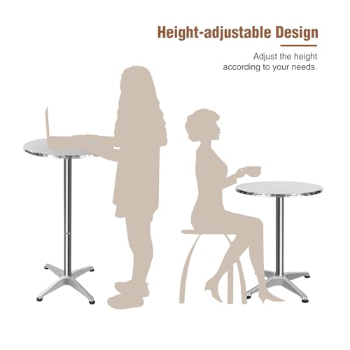 REDCAMP 24" Cocktail Table with Black Cover, 2 Pack Folding Round Bar Table Pub Table with Flip-Up Top for Parties Restaurant, 30" /45" Two Heights Adjustable - color: Black Cover Set, 2, size: 24" Round Table