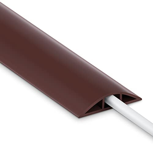 4FT Cord Cover Floor, Extension Brown Cord Hider Floor, Power Cable Cover Cord Protector, Soft PVC Wire Covers for Cords, Cable Management Hide Cords - Cavity: 0.47" (W) x 0.24" (H) - color: Brown, size: W2" × L4'