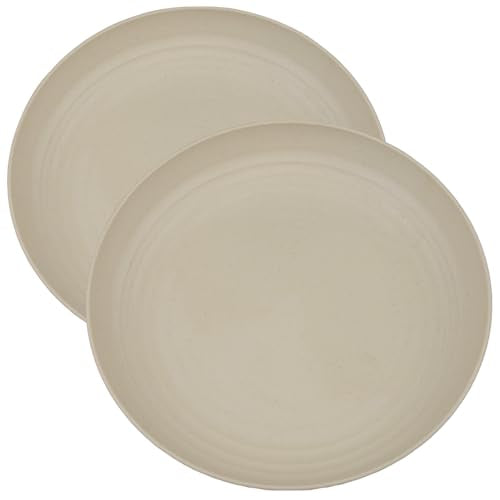 9 Inches Wheat Straw Plates, Unbreakable Dinner Plates, Reusable Plate for Camping,Picninc,Family Dinner, Dishwasher & Microwave safe - color: Beige