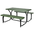 Moccha Picnic Table Bench Set - Portable Plastic Picnic Table w/Steel Frame & Wood-Like Texture, All Weather Heavy Duty Picnic Table Kit, Picnic Tables for Outdoors Garden Patio Party Dining (Green) - color: Green