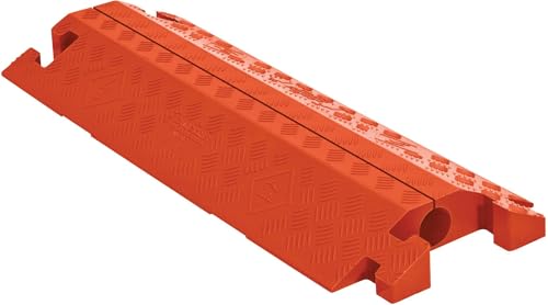 Checkers 1 Channel Industrial Drive Over Cable Protector, Drop in for 2.25" Lines, 23k/Axle Load Capacity Hose and Cable Ramp for Heavy Duty Equipment, Made in The USA, Orange, CP1X225-GP-O - color: Orange, style: Drop In