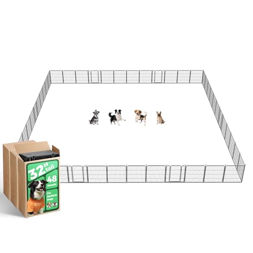 FXW Aster Dog Playpen Designed for Yard, 32inch 48 Panels - size: 32"H & 48 Panels