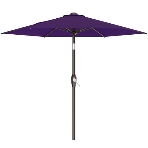 AreShark 7.5FT Patio Umbrella Table Market Umbrella with 6 Sturdy Ribs, Button Tilt/Crank, Heavy-Duty Outdoor Umbrellas for Pool, Deck, Garden and Backyard, Purple - color: Purple, size: 7.5FT