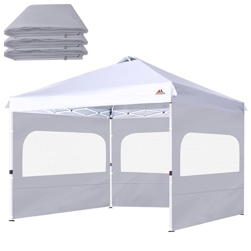 SCOCANOPY Sidewall for 12x12 Canopy Frame with Mesh Window and Zipper, 3 Pieces Sunwalls Only, (Light Grey) - color: Gray, size: 12X12