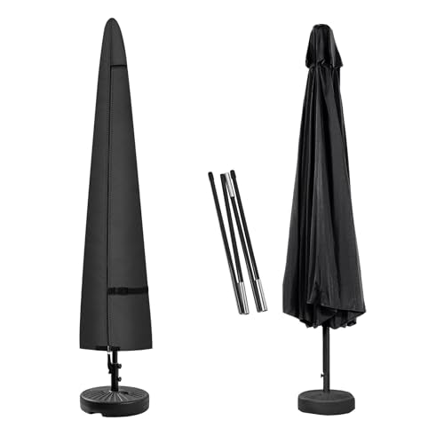 Porch Shield Patio Umbrella Cover - Outdoor Waterproof Garden Market Parasol Covers Fits Market Umbrella 7-10 Feet, Black - color: Black, size: Fits Market Umbrella 7-10 Feet DIA