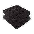 Meditation Floor Cushions Set of 2, Thickened Floor Pillow for Adults, Large Square Pillows Seat Cushion for Tatami Living Room Yoga, Memory Sponge Block Added, 22x22 Inch, Black