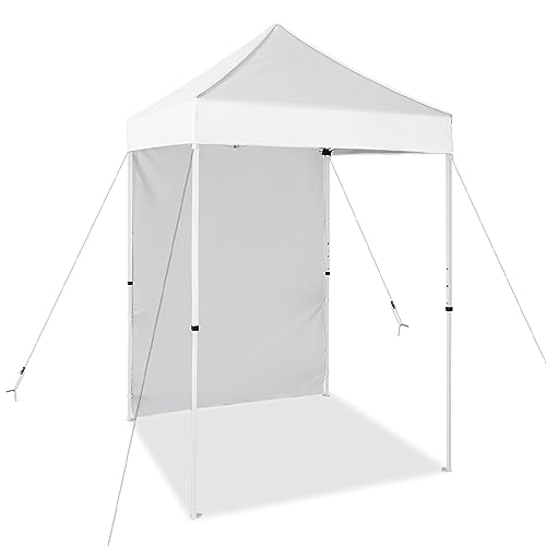 EAGLE PEAK Pop up Canopy 5x5, Outdoor Portable Canopy Tent with One Removable Sunwall, Carry Bag Included, White - color: White