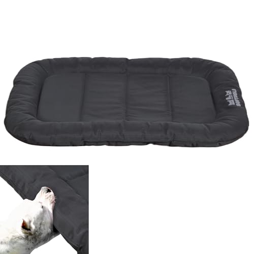 Durable Outdoor Dog Bed with Pillow Around Curling Sleep Fully Waterproof Indoor Cat Bed Crate Mat Stable Kennel Pad, for Pets (Charcoal, Large(35x21in)) - color: Charcoal, size: Large(35x21in)