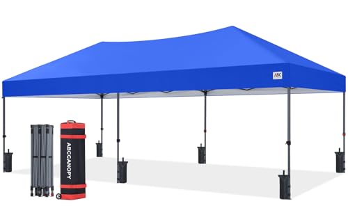 ABCCANOPY 10x20 Pop Up Canopy Tent, Easy Setup Instant Shelter with Wheeled Bag, Heavy Duty Outdoor Canopy for Beach, Market, Backyard, UV Protection, Outdoor Weather Protection (Royal Blue, 10x20) - color: Royal Blue, size: 10x20