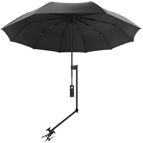UPF 50+ Beach Umbrella with Adjustable Universal Clamp - style: Auto/XL