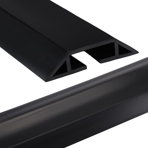 Pangda 30 FT Floor Cable Cover Heavy Duty Cord Cover Protector Power Cable Protector Soft Extension, Organize and Protect Wire on Floor for Home Office or Outdoor Settings (Black) - color: Black, size: 30 ft