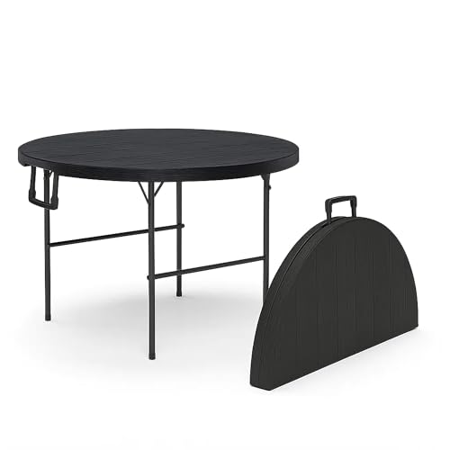 Our Modern Space 3.5 Feet Circular Round Foldable Table with Built in Handle & Steel Legs | Heavy Duty Portable | Perfect for Party, Dining, Wedding, Events, Picnic Indoor, Outdoor, Camping, Utility - color: Black, size: 3.5 FT - Round