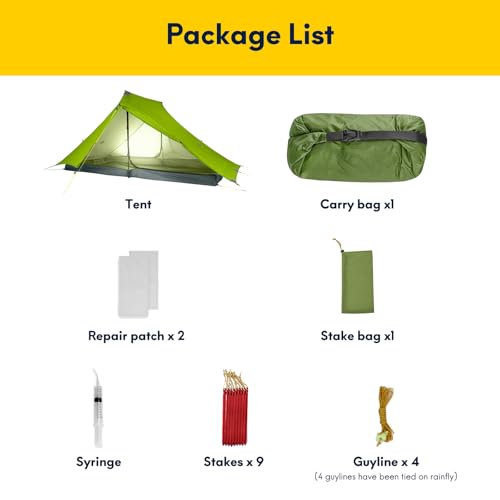 LANSHAN Ultralight Tent 3-Season Backpacking Tent for 1-Person or 2-Person Camping, Trekking, Kayaking, Climbing, Hiking - color: Pro 2-person, green