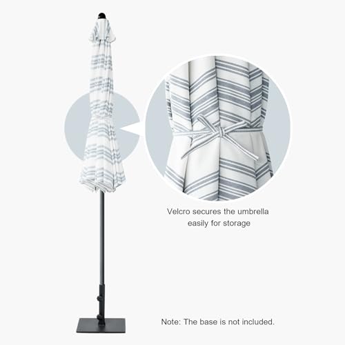Tempera 9ft Striped Patio Umbrellas Outdoor Table Market Umbrellas with 2-year Nonfading Canopy, 8 Sturdy Ribs, Auto Tilt & Crank, Easy to set - color: Blue Stripe, size: 9 FT