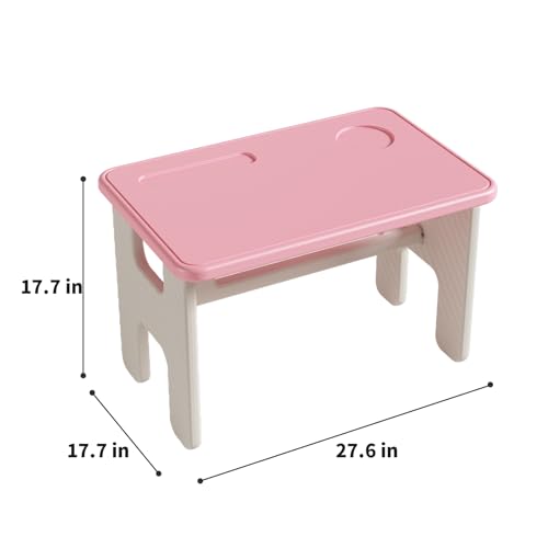UNICOO Kids Folding Table, Toddler Activity Table for Study, Snack, Art Craft and Play, Portable Plastic Children's Table for Small Spaces, Home and Playroom - color: Pink