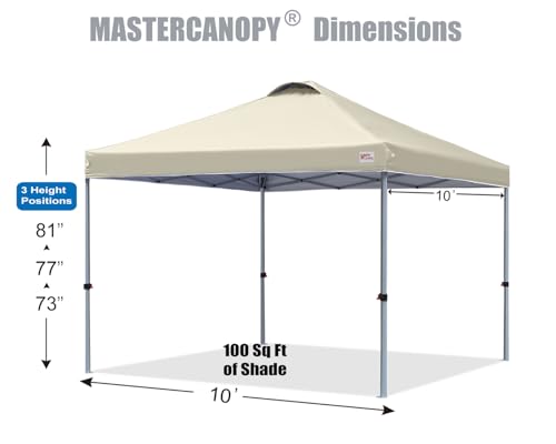MASTERCANOPY Durable Pop-up Canopy Tent with Roller Bag (10x10, Beige) - color: Beige, size: 10x10