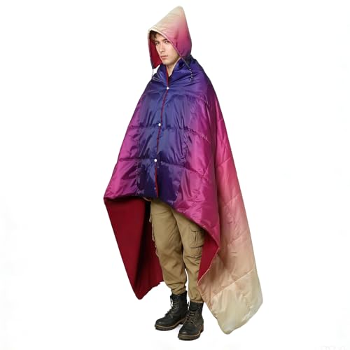 zzlamb Hooded Stadium Blanket,Waterproof Outdoor Camping Blanket Polar Fleece,Warm Windproof Portable for Stadium,Sports,Picnic,Beach,Car,Pets,56x75in Dawn Fade - color: Dawn Fade