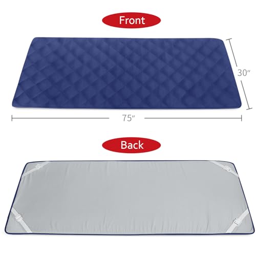 Quilted Foam Mattress Topper Pad, Non-Slip Super Soft Comfortable 75"x30", Cool Sleeping Pad for Camp Cot/RV Bunk/Narrow Twin Beds - color: Navy