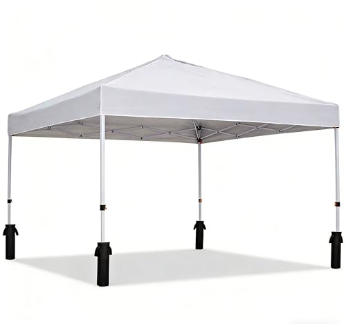 10x10 Pop-Up Camping Tent White, Waterproof Sun Shade Canopy, Portable Outdoor Shelter for Camping, Beach, Garden & Backyard - color: White, size: 10x10ft