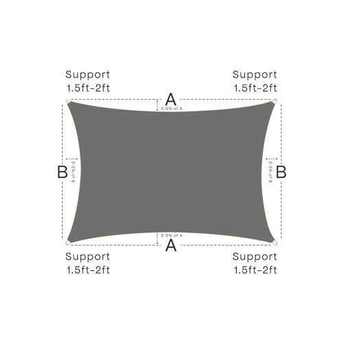 Sun Shade Sail Canopy, 6'x 10' Rectangle 95% UV Block Shade Cover for Outdoor, Backyard Patio, Lawn, Garden, Sandbox Carpor Dark Gray - color: Dark Gray, size: 6' x 10'